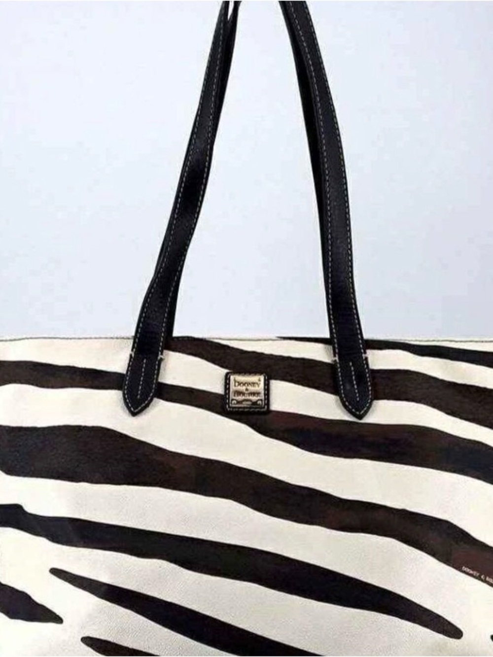 Dooney & Bourke Black and White Zebra Print Tote with Black Handles